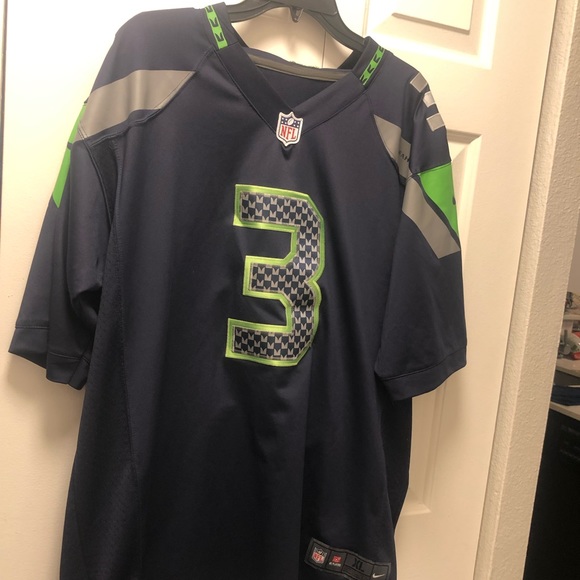 Nike On Field NFL Authentic Seattle Seahawks #3 Wilson Fan men's Blue Jersey - Picture 8 of 15
